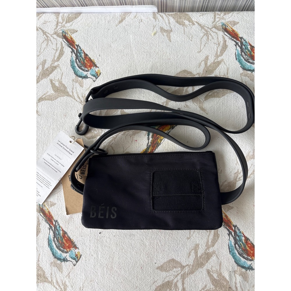 BEIS The Large Pet Leash with Removable Wristlet Pouch Black Coated Webbing NEW